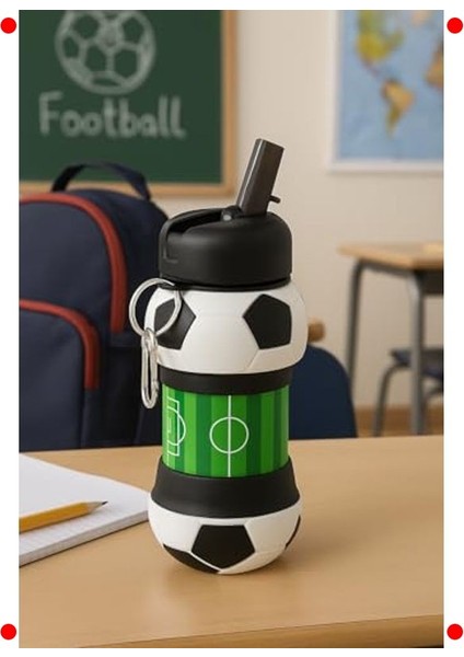 Spor Topu Şekilli Katlanabilir Silikon Matara 0.5l fırsatları