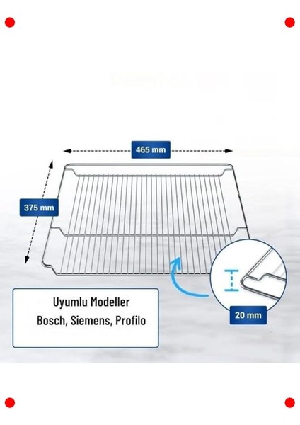 Ankastre Fırın Tel Izgarası (465X375 Mm) - Geniş Uyumlu modelleri