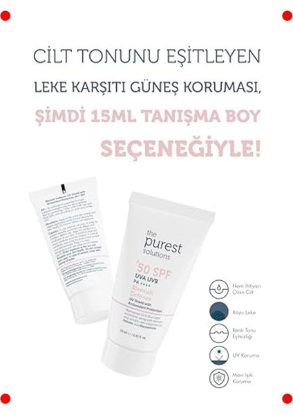Leke Karşıtı Renkli Güneş Kremi Spf 50 (Seyahat Boy) modelleri