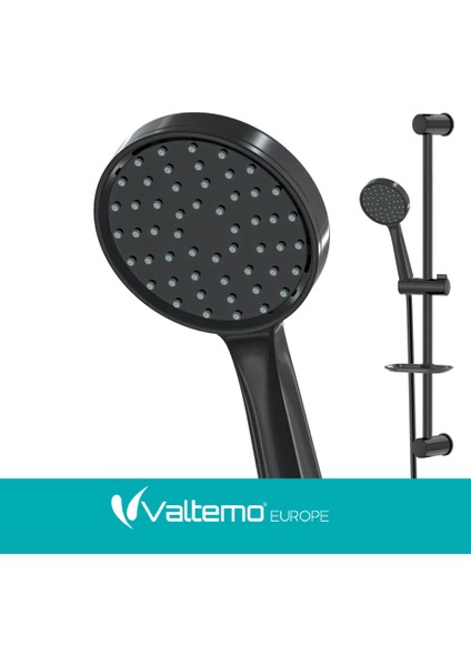 | Valtemo Siyah Yuvarlak Sürgülü Duş Seti