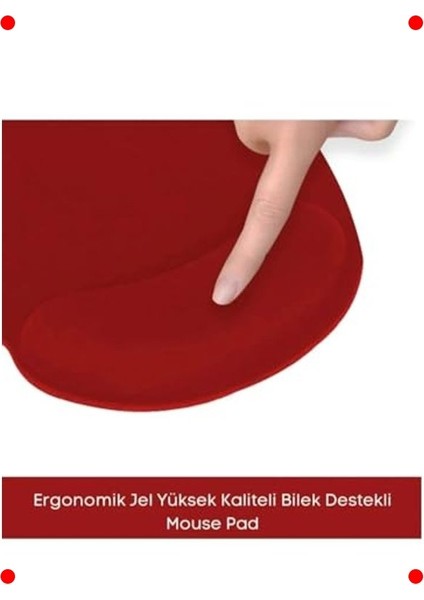 Ergonomik Jel Bilek Destekli Mouse Pad Kırmızı fiyatları
