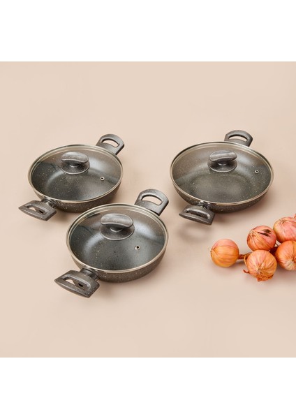 3'lü Kapaklı Granit Sahan Seti - Gri fiyatları