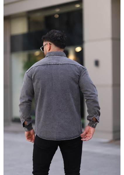 Erkek Kot Gömlek Rahat Kalıp, Çift Cepli, Düğmeli Denim Gömlek fiyatları