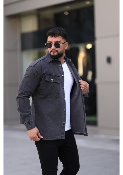 Erkek Kot Gömlek Rahat Kalıp, Çift Cepli, Düğmeli Denim Gömlek modelleri
