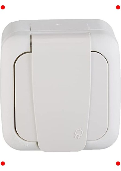 Nemliyer Uyumlu Topraklı Kapaklı Priz - Beyaz