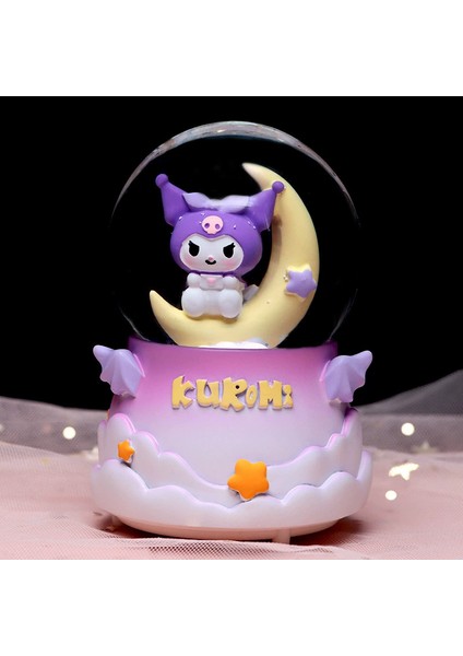 Ay Üzerinde Kuromi Tasarım Orta Boy Işıklı Müzikli Kar Küresi modelleri