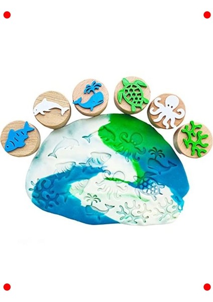 Deniz Canlıları Ahşap Damga Seti - 6 Adet Eğlenceli modelleri