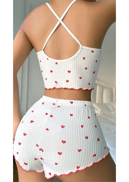 Kalp Desenli Şortlu Pijama Takımı fiyatları