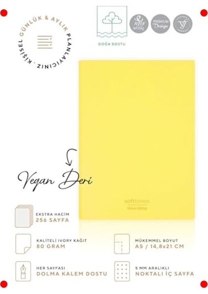 A5 Noktalı Defter - Esnek Kapak, Krem Renk modelleri