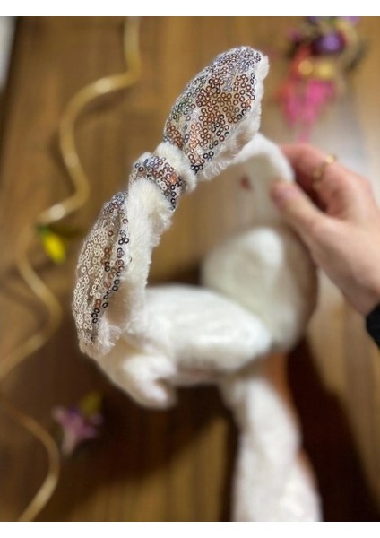 Peluş Tavşan Kulaklı Hareketli Yumuşak Sıcak Tutan Kulaklık