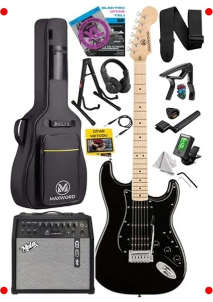 50W Amfili Akçaağaç Klavye Ssh Gitar Seti