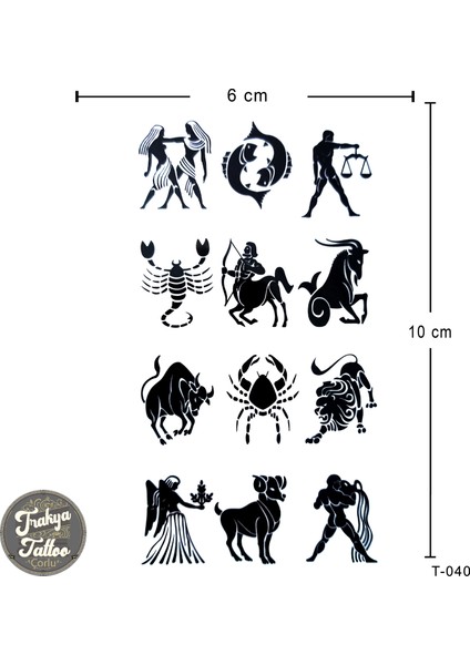 Geçici Dövme 1-2 Hafta Kalıcı Minimal Burç Dövmesi
