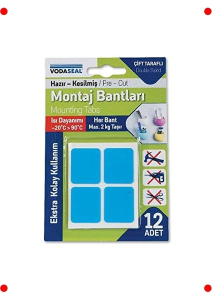 Hazır Kesilmiş 12'li Güçlü Montaj Bandı