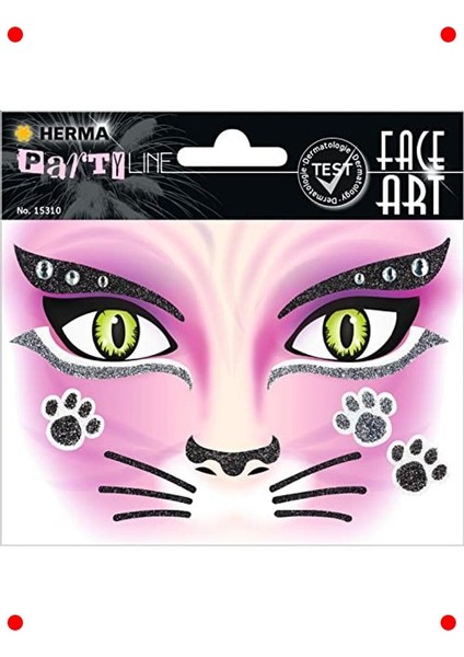 Kedi Temalı Yüz Süsleme Etiketleri