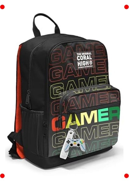 4 Bölmeli Gamer Ortaokul Çantası Siyah-Gri