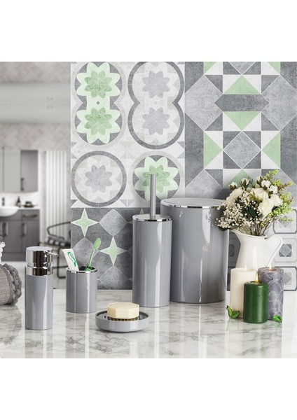 Lenox 5'li Banyo Aksesuar Set - Gri
