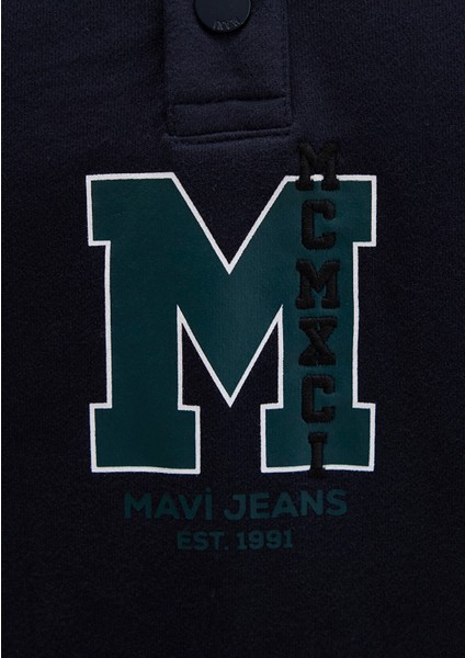 M Logo Baskılı Lacivert Sweatshirt 0S10494-70490