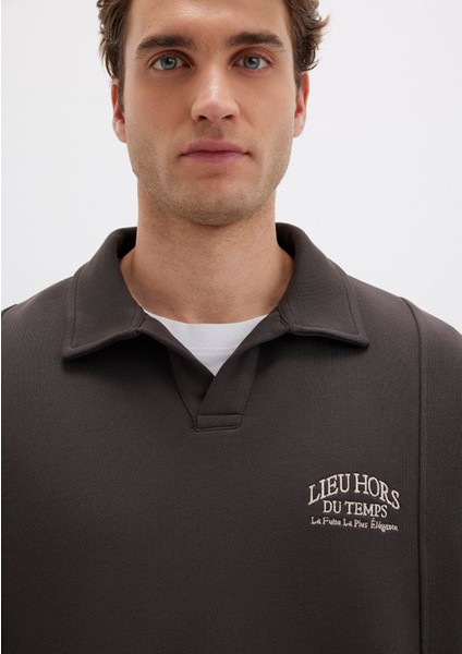 Polo Yaka Kahverengi Sweatshirt 0S10479-70219