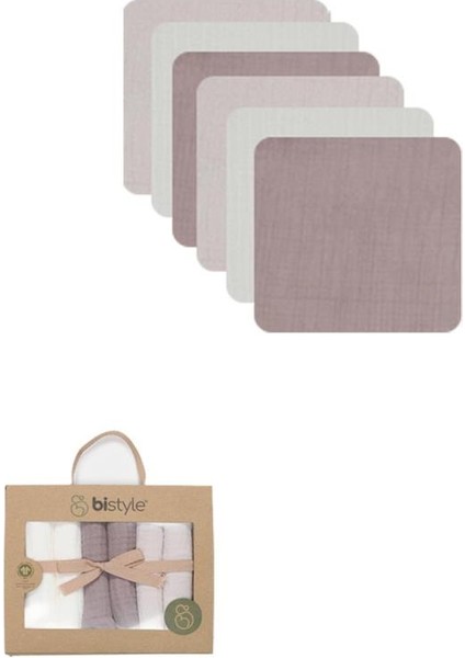 Bistyle 6'lı Müslin Mendil 20X20 cm 90106 Taş Ekru Antrasit