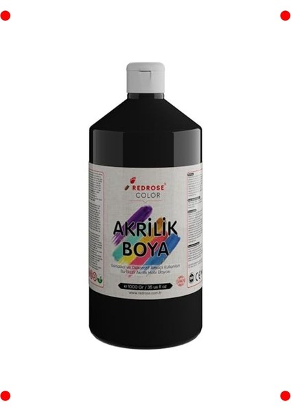 Siyah Akrilik Boya - 1000 Gram Sanatçı Kalitesi