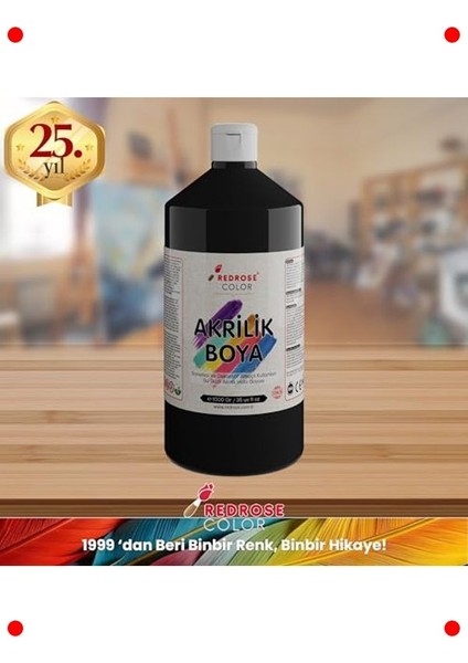 Siyah Akrilik Boya - 1000 Gram Sanatçı Kalitesi fiyatları