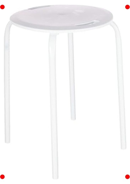 Metal Ayaklı Şık Beyaz Tabure