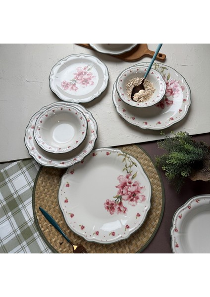 Kitchen Camellia 24 Parça Yemek Takımı - Renkli modelleri