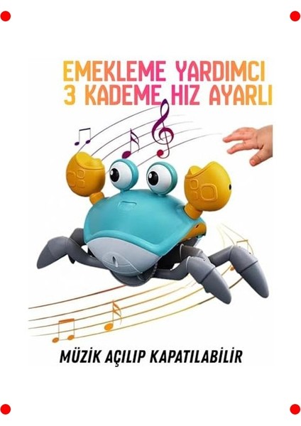 Müzikli Sensörlü Emekleme Yardımcı Yengeç Oyuncak (Mavi) fırsatları
