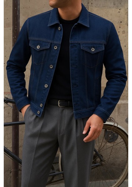 Erkek Trend Comfort Günlük Slim Fit Lacivert Kot Ceket fiyatları