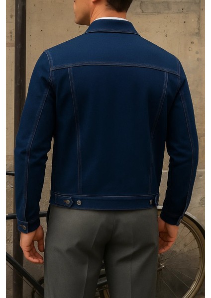 Erkek Trend Comfort Günlük Slim Fit Lacivert Kot Ceket indirimleri