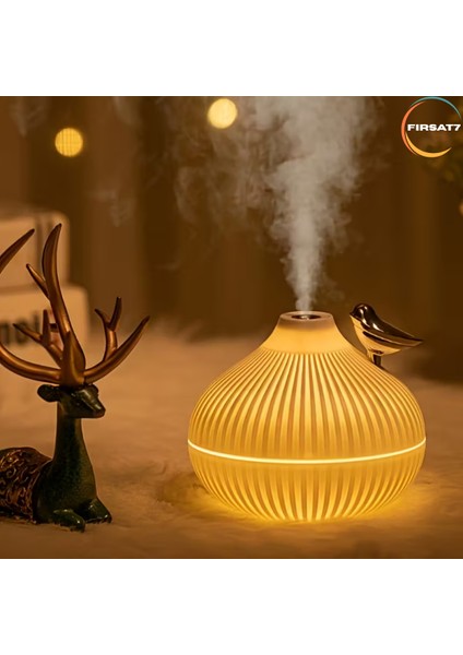 Ultrasonik Dekoratif Kuş Hava Nemlendirici 300 ml Ev Ofis Buhar Makinesi Aroma Difüzörü Gece Lambası indirimleri