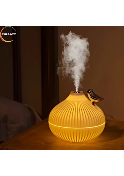 Ultrasonik Dekoratif Kuş Hava Nemlendirici 300 ml Ev Ofis Buhar Makinesi Aroma Difüzörü Gece Lambası