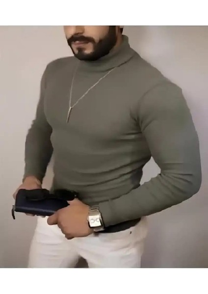 Erkek Kaşkorse Boğazlı Full Likralı Fitilli Body Kazak 3 Renk