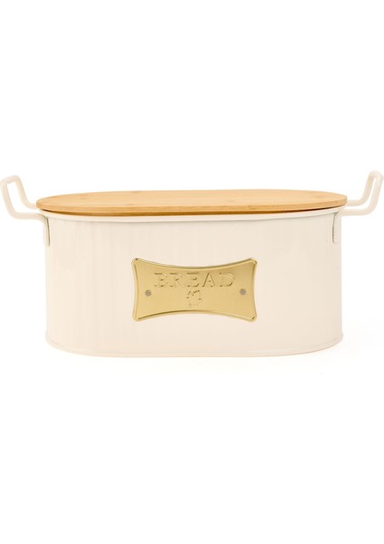 Ahşap Kesme Tahtalı Ekmek Kutusu - Krem - 33 cm fiyatları