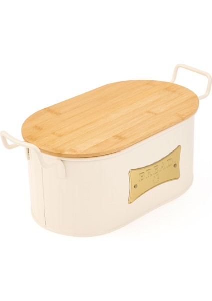 Ahşap Kesme Tahtalı Ekmek Kutusu - Krem - 33 cm modelleri