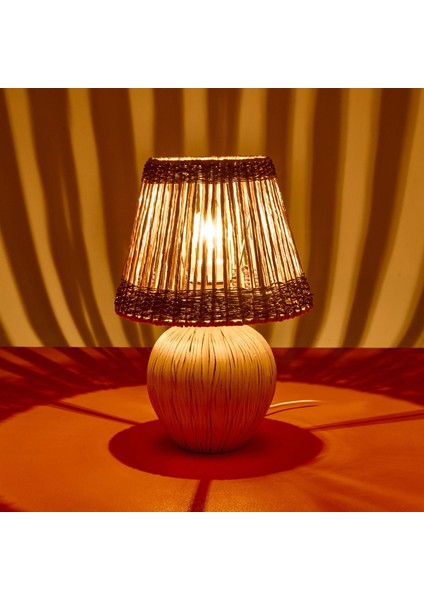 Light Dorian Eskitme Seramik Abajur - Krem - 40X40X25 cm modelleri