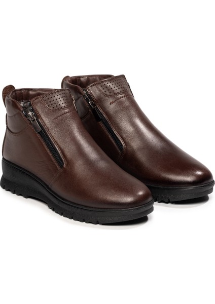 Kadın Fermuarlı Kürklü Hakiki Deri Bot