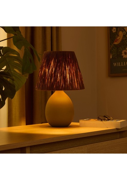 Design Rond Seramik Abajur - Yeşil / Kahverengi - 37X24X24 cm fiyatları