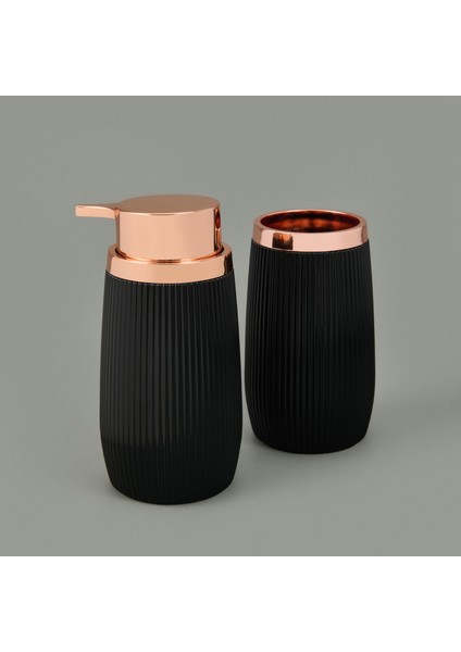 Bath Bella 2'li Sıvı Sabunluk ve Diş Fırçalık Seti - Siyah