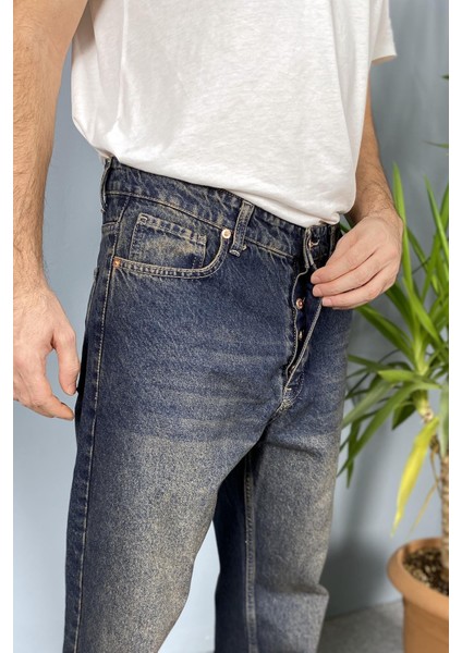 Lacivert Taşlanmış Eskitme Regular Kot Pantolon fiyatları