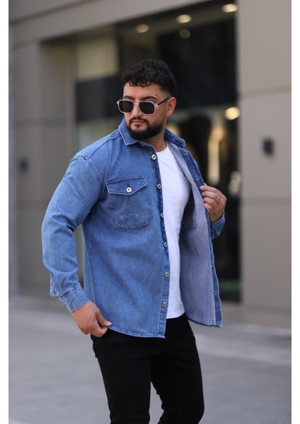 Erkek Kot Gömlek Rahat Kalıp, Çift Cepli, Düğmeli Denim Gömlek fiyatları