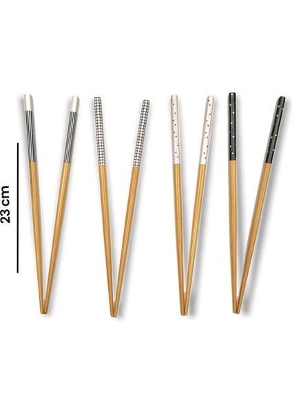 8 Parça Bambu Chopstick - Asorti - 23 cm modelleri