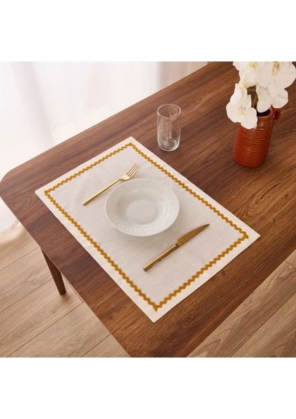 Soft Mustard 2'li Amerikan Servis - Beyaz - 35X50 cm