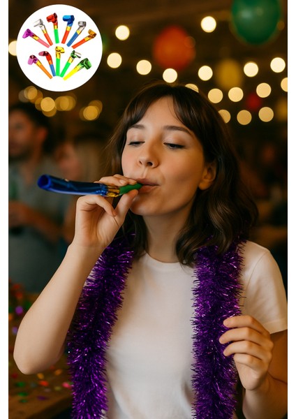 10 Adet Yılbaşı Uzayan Düdük Kaynana Dili Rengarenk Parti ve Doğum Günü Düdüğü fiyatları