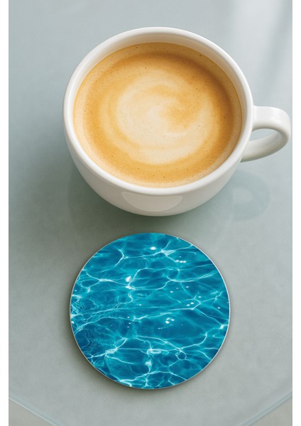 Yuvarlak Pleksi Bardak Altlığı Baskı Desenli Tekli Deniz Suyu