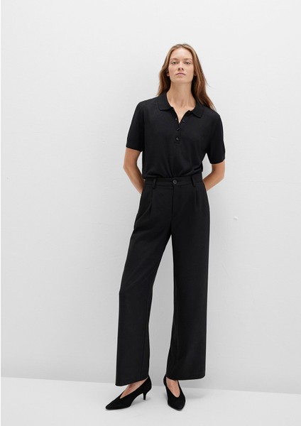 Çizgili Siyah Kumaş Pantolon 1011090-900