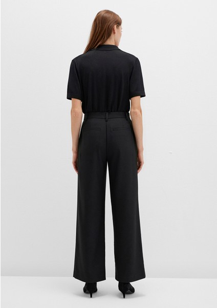 Çizgili Siyah Kumaş Pantolon 1011090-900