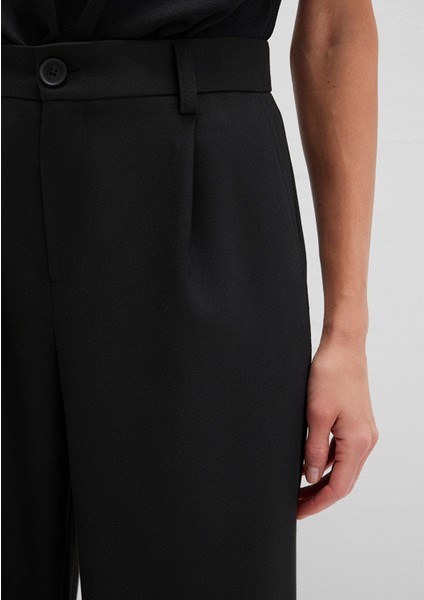 Çizgili Siyah Kumaş Pantolon 1011090-900