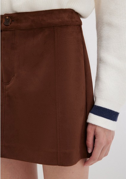Suni Süet Kahverengi Mini Etek 1310782-70241