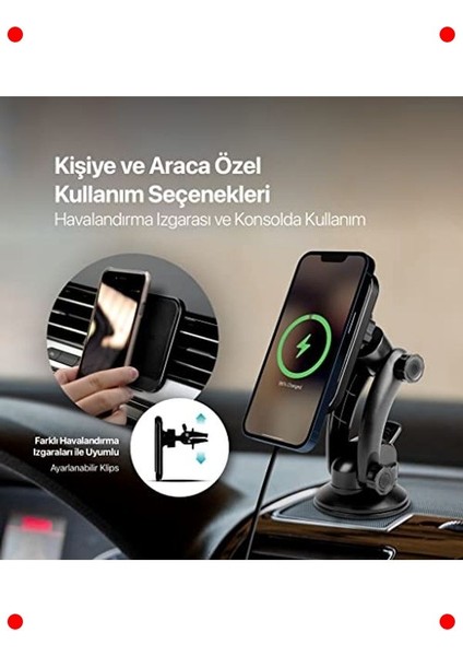 Manyetik Kablosuz Şarjlı Araç Telefon Tutucu modelleri